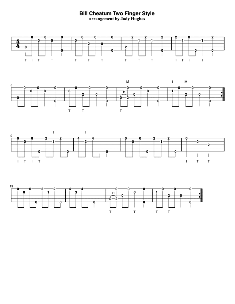 banjo tab labeled "Bill Cheatum"