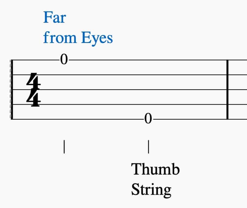 banjo tab with two open notes on it
