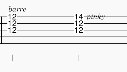 banjo chord barring the 12th fret showing G to Eminor change.