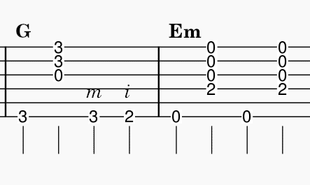 G to E minor acoustic guitar bass run