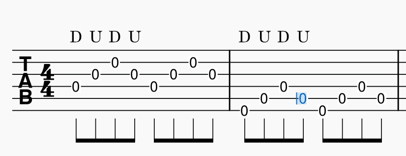 guitar tab with crosspicking pattern labeled